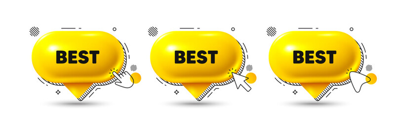 Chat speech bubble 3d icons. Best promotion tag. Special offer Sale sign. Advertising Discounts symbol. Best chat offer. Speech bubble banners. Text box balloon. Vector