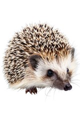 Fototapeta premium Cute hedgehog standing on a white backdrop. Ideal for animal-themed designs