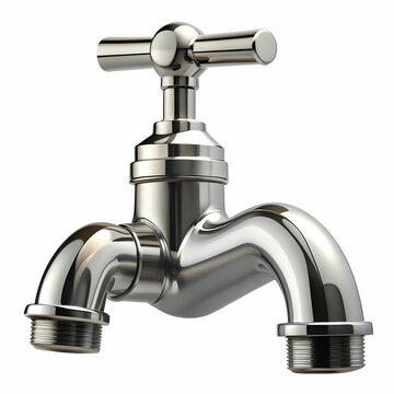recommend clip art: steel faucet on white background. Mixer cold hot water. Modern faucet bathroom. Kitchen tap . Isolated white background. Side view.