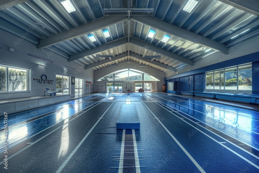 Poster An empty indoor swimming pool. Suitable for various concepts