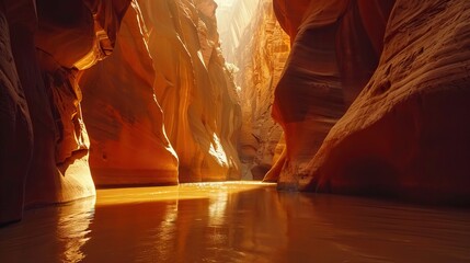 Grand Canyon on a sunny day with blue sky. Beautiful landscape for design. Nature and travel concept.