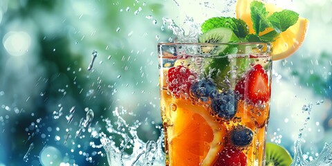 A creative product display for a fruit drink, for juice, healthly drink, display mockup, summer, fresh
