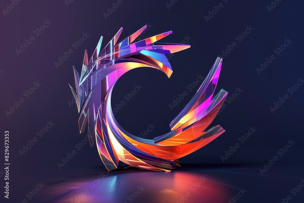 Poster Colorful abstract design of a curved object. Suitable for various creative projects