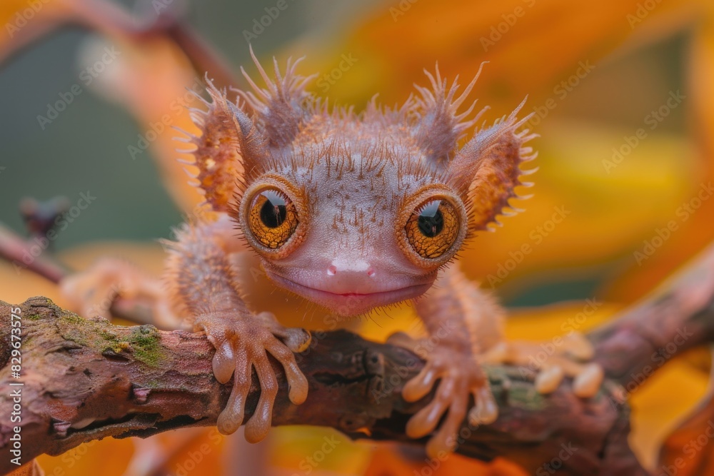 Poster a close-up image of a small animal on a branch. suitable for nature and wildlife themes