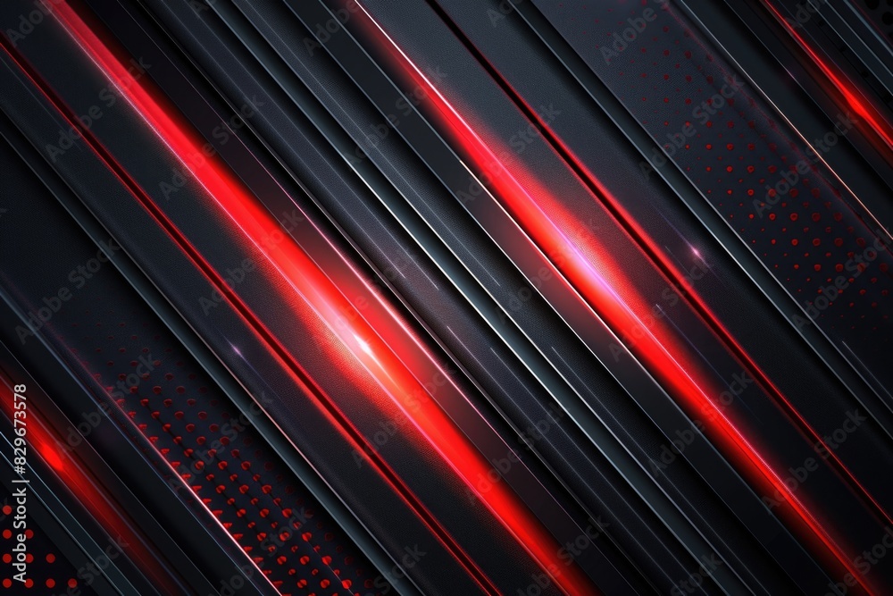 Poster Abstract dark background with red lines and dots, perfect for design projects