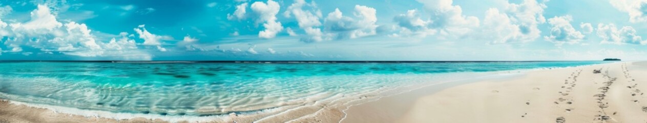 Obraz premium Maldives Island Paradise - Pristine White Sands, Serene Turquoise Waves, Picturesque Blue Skies, Idyllic Summer Escape, Luxury Tropical Retreat, 4K Wallpaper