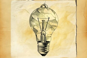 Floating crumpled paper light bulb
