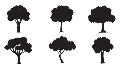 vector collection of tree silhouettes on a white background