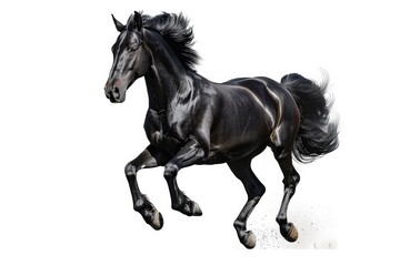 A powerful black horse in motion. Suitable for equestrian and animal-themed designs