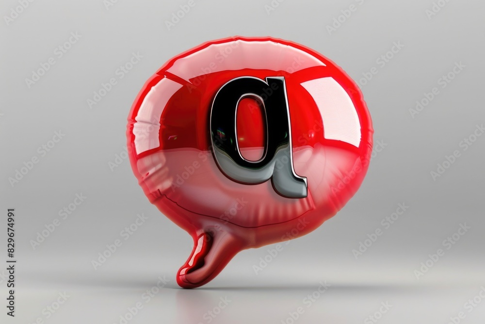 Poster a red balloon with the letter q inside. suitable for various designs and projects