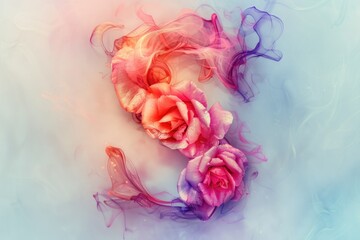 Two pink roses arranged in the shape of the letter S. Ideal for wedding invitations or floral themed designs