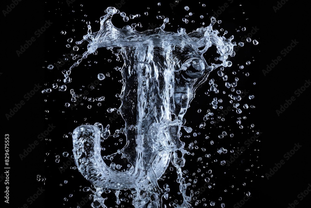 Poster high-speed capture of water splashing against a dark backdrop. suitable for product advertising