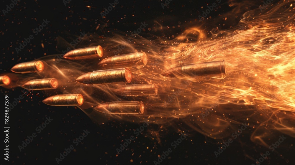 Poster Close up shot of a bunch of bullet shells, perfect for military or weapon related projects