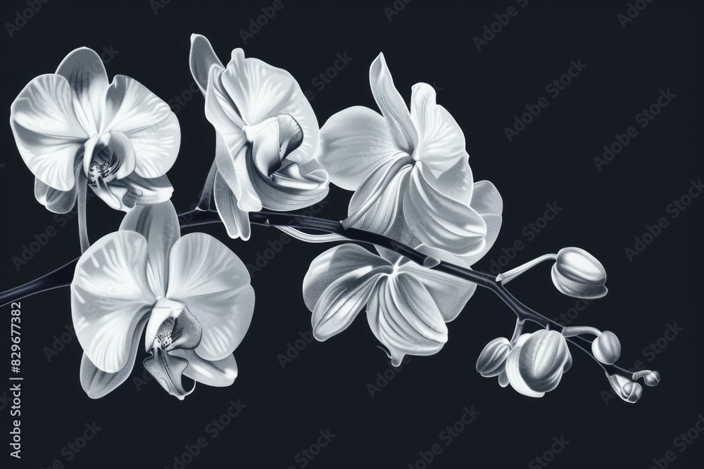 Poster black and white image of flowers, suitable for various design projects.