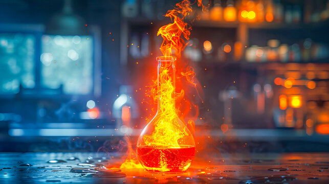 Flaming experiment in science laboratory