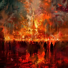 Kumbh Mela with pilgrims and holy rituals