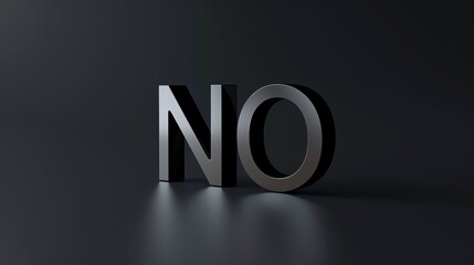 Display of the Word NO in Modern and Elegant 3D Form on a Black Background