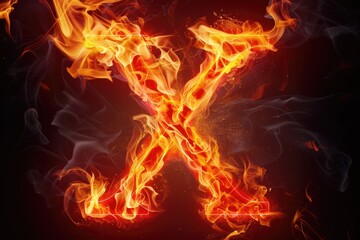Fototapeta premium A burning letter X on a dark, dramatic background. Perfect for design projects or themed events