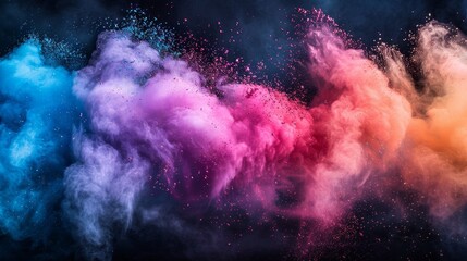 Fototapeta premium Dynamic Burst of Multicolored Powder on Elegant Black Background for Commercial Branding