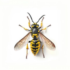 Ultra realistic watercolor style illustration of beautiful wasp, high detailed, isolated on white