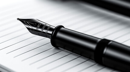 Fototapeta premium Elegant Fountain Pen on Checkered Notebook.