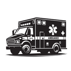 Black and White Retro Ambulance Vector Illustration. Silhouette of an Ambulance on A white background.