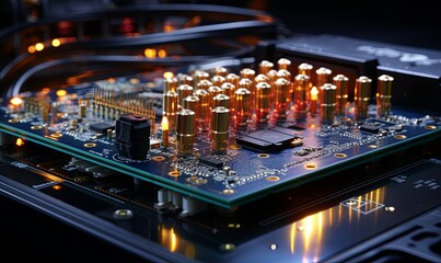 Close Up of Circuit Board With Many Lights