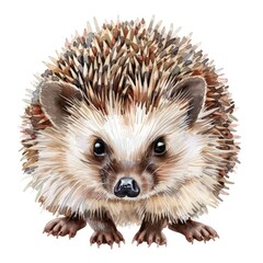 Obraz premium Ultra realistic watercolor style illustration of beautiful hedgehog, high detailed, close up, isolated on white