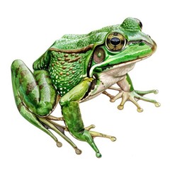 Obraz premium Ultra realistic watercolor style illustration of beautiful frog, high detailed, isolated on white