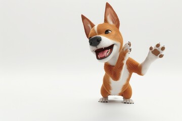 A toy dog with its paw raised, perfect for pet-themed designs