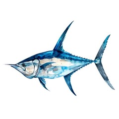 Fototapeta premium Ultra realistic watercolor style illustration of beautiful swordfish, high detailed, isolated on white