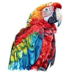 Obraz premium Ultra realistic watercolor style illustration of beautiful parrot, high detailed, isolated on white