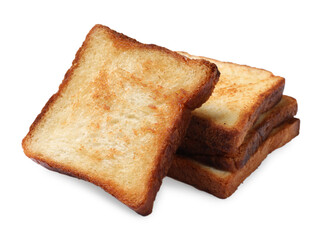 Pieces of fresh toast bread isolated on white