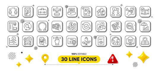 Multitasking gesture, Image album and Internet warning line icons pack. 3d design elements. Microphone, Online access, Delivery app web icon. Voicemail, Omega, Credit card pictogram. Vector