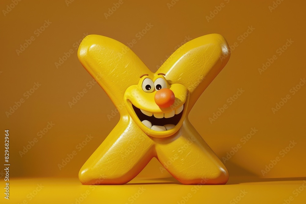 Aufkleber Bright yellow X shaped object with a smiley face, perfect for adding a fun touch to designs
