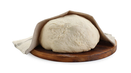 Raw dough and napkin isolated on white