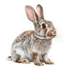 Obraz premium Ultra realistic watercolor style illustration of beautiful rabbit, high detailed, isolated on white