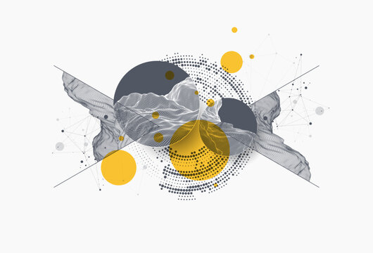 Trendy abstract wireframe background. Modern science or technology art elements. Surface illustration. Vector.