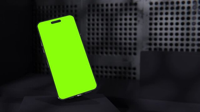 3D Rendering iPhone Mockups Blank Green Screen 
