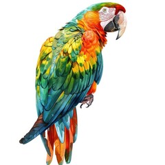 Fototapeta premium Ultra realistic watercolor style illustration of beautiful parrot, high detailed, isolated on white