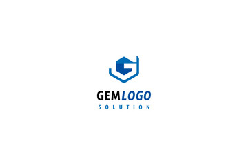 Template logo design solution with jewel (gem) and letter G included in