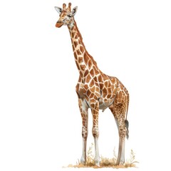 Obraz premium Ultra realistic watercolor style illustration of beautiful giraffe, high detailed, isolated on white