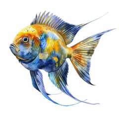 Fototapeta premium Ultra realistic watercolor style illustration of beautiful tropical fish, high detailed, isolated on white