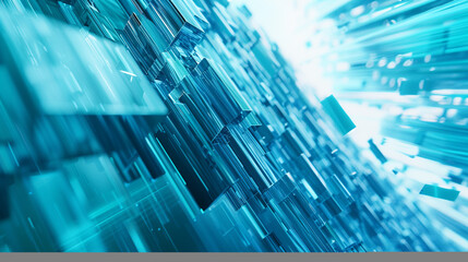 A fresh cyan abstract corporate geometric material motion background. Generative AI