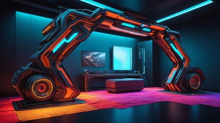 Naklejka premium Grafische 3-DElemente. Generative AI Technologie