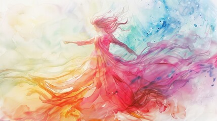 Delicate watercolor strokes in ethereal dance