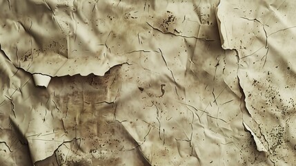 Fototapeta premium Weathered beige paper showing signs of age and grunge marks.