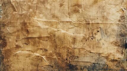 Fototapeta premium Faded brown background with visible creases and distressed texture.
