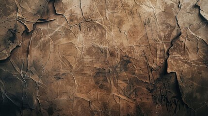 Faded brown background with visible creases and distressed texture.
