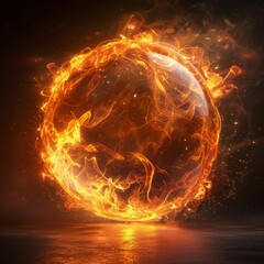 Flaming hot sphere of fire and cinders.